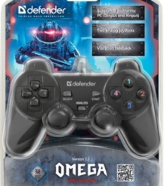 Геймпад Defender Omega USB, Проводной геймпад, 12 кнопок, 2 стика