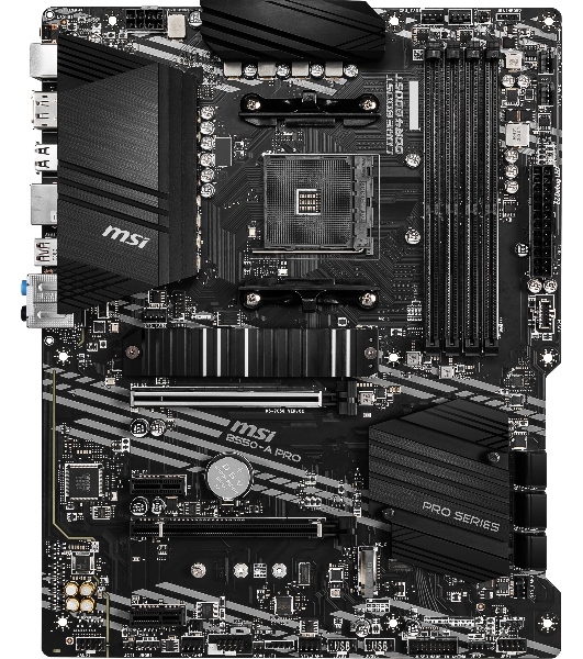 Материнская плата MSI B550-A PRO, AM4, AMD B550, 4xDDR4, 6xSATA, 2xM.2, 1xPCI-E 4.0 x16, 1xPCI-E 3.0 x16, 2xPCI-E x1, 1xHDMI, 1xDP, 1x 1Gb LAN, 4xUSB-A 2.0, 2xUSB-A 3.2 Gen 1, 1xUSB-A 3.2 Gen 2, 1xUSB-C 3.2 Gen 2, 6x3.5 мм, 7.1, ATX