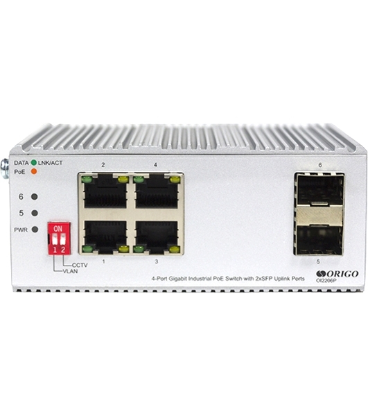 Коммутатор Unmanaged Industrial Switch 4x1000Base-T PoE, 2x1000Base-X SFP, PoE Budget 120W, Surge 4KV, -40 to 75°C