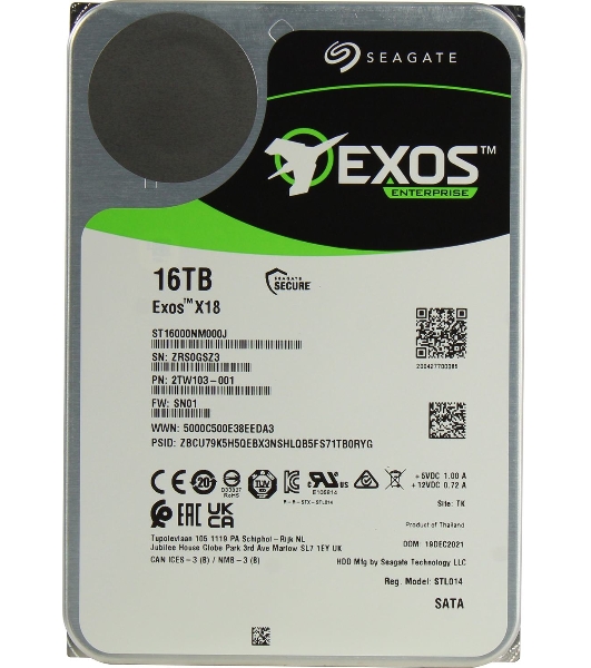 Жесткий диск Seagate 16Tb 7200RPM SATA 6Gb/S 256MB OFFICIAL RECERTIFIED