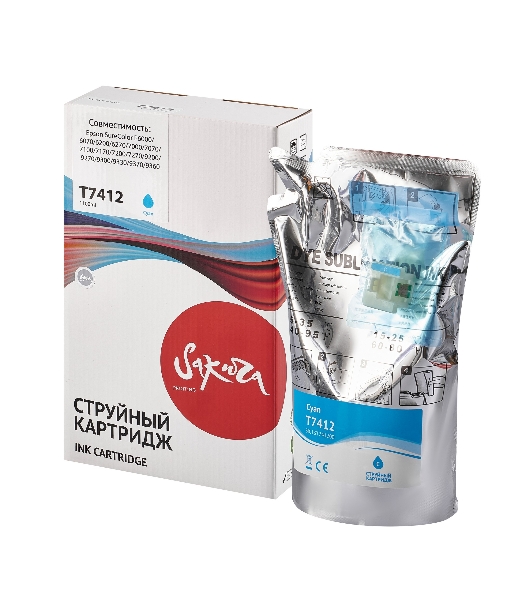 Контейнер с чернилами Sakura C13T741200 (T7412 C) для Epson, голубой, 1000 мл.