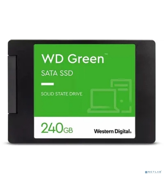 Накопитель SSD WD Green WDS240G3G0A, 240Gb, SATA III, 2.5', R/W 545/465