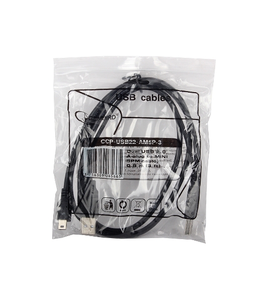 Кабель Gembird/Cablexpert USB 2.0 Pro, 2xAM/miniBM 5P, 0.9м, экран, черный