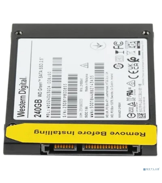 Накопитель SSD WD Green WDS240G3G0A, 240Gb, SATA III, 2.5', R/W 545/465