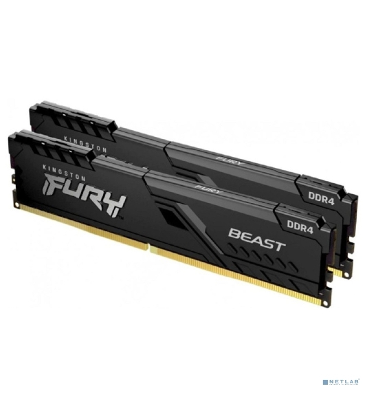 Оперативная память Kingston Fury Beast Black, DDR4, 32GB (2x16GB), 3200 MHz, CL16, с радиатором, черный