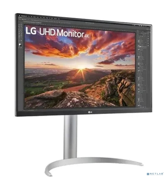 Монитор 27' LG UltraFine 27UP850K-W IPS 3840x2160, 60 Гц, 5 мс, 16:9, 400 кд/м², 2xHDMI 2.0, DP 1.4, USB-C, USB Hub (2x USB 3.0), 3.5 Jack, FreeSync, черный/серебристый