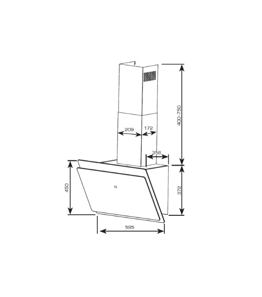 Вытяжка Centek CT-1830-60 Black <наклонная> ширина 60 см, 1000 м3/час (233 Вт), 3 скор, LED, сенсор