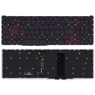 Клавиатура для ноутбука Acer Nitro 5 AN517-51 черная с красной подсветкой