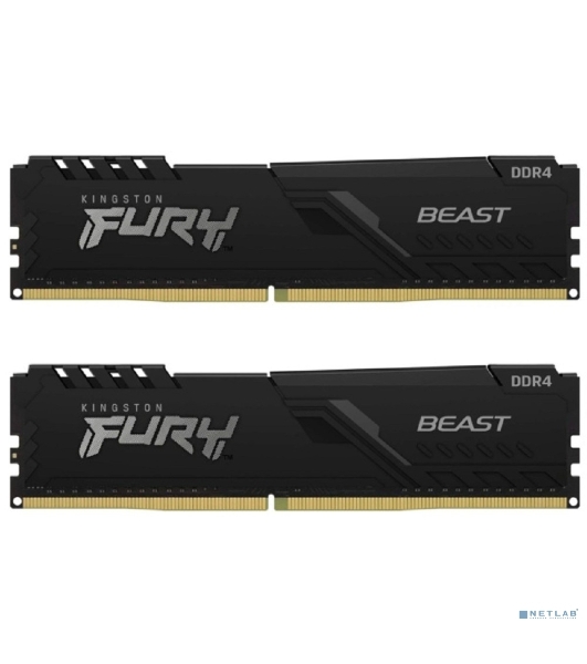 Оперативная память Kingston Fury Beast Black, DDR4, 32GB (2x16GB), 3200 MHz, CL16, с радиатором, черный
