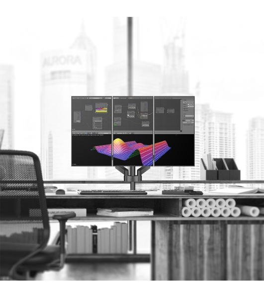 Кронштейн (держатель) ONKRON G280 для трех мониторов 13'-32' дюймов настольный, черный