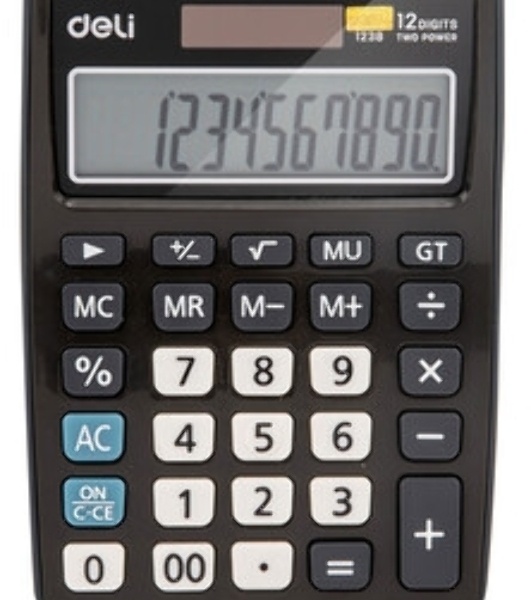 Калькулятор настольный Deli E1238 black черный 12-разр. 1003509