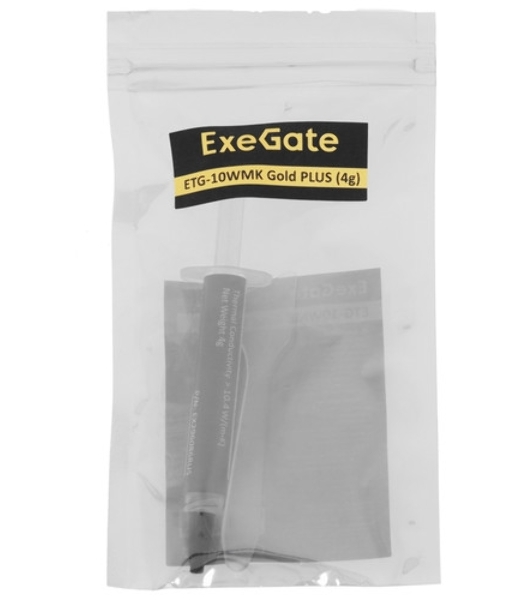 Термопаста ExeGate EX296086RUS ETG-10WMK Gold PLUS (10,4 Вт/(м•К), 4г, шприц с лопаткой)