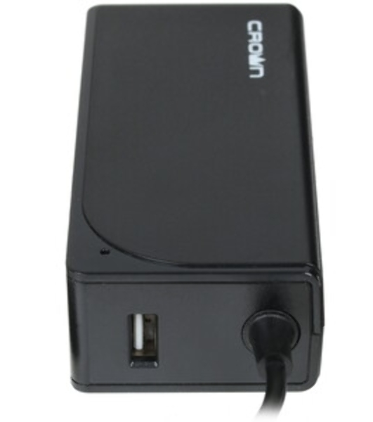 Зарядное устройство для ноутбука CROWN USB CMLC-3294 черный (Автомобильное 12V, 90W 15-20V, порт USB 5V 2.1A)