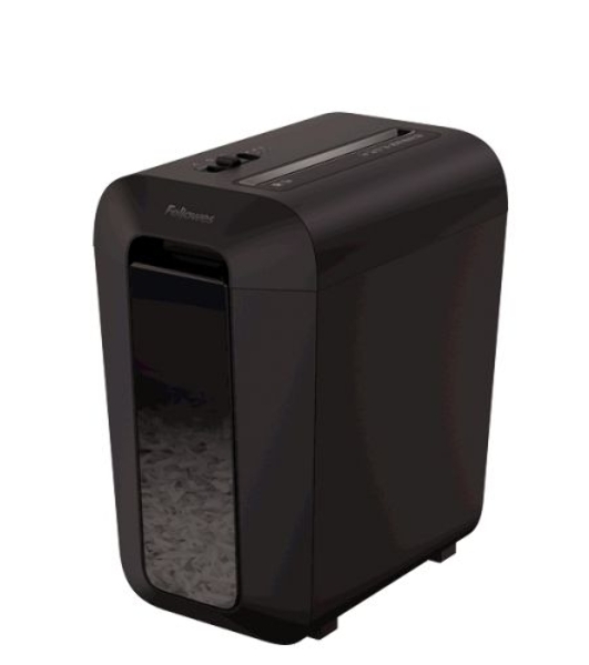 Шредер Fellowes PowerShred LX65 черный (секр.P-4)/перекрестный/10лист./22лтр./скрепки/скобы/пл.карты