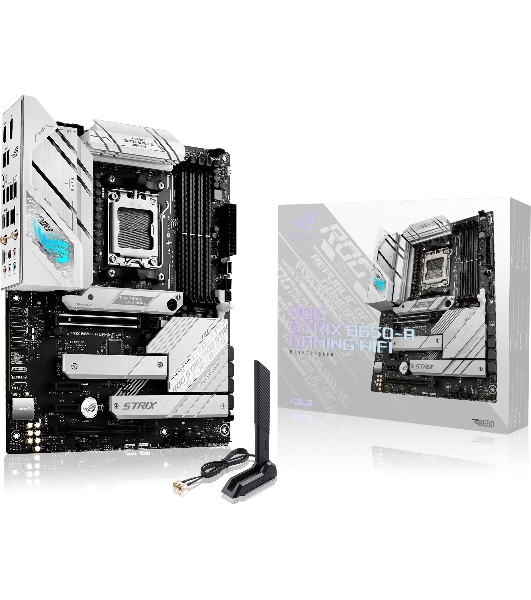 Материнская плата ASUS ROG STRIX B650-A GAMING WIFI, AM5, AMD B650, 4xDDR5, 4xSATA, 3xM.2, 1xPCIe 4.0 x16, 1xPCIe 4.0 x4, 1xHDMI, 1xDP, 1x 2.5Gb LAN, 3xUSB-A 3.2 Gen 2, 4xUSB 2.0, 5x3.5 мм, 7.1, Standard-ATX