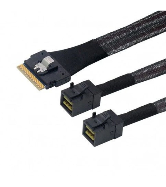 Кабель LR-Link SlimSAS x8 to 2 x miniSAS HD (SFF-8654 x8 - 2 x SFF-8643) Cable, 800мм