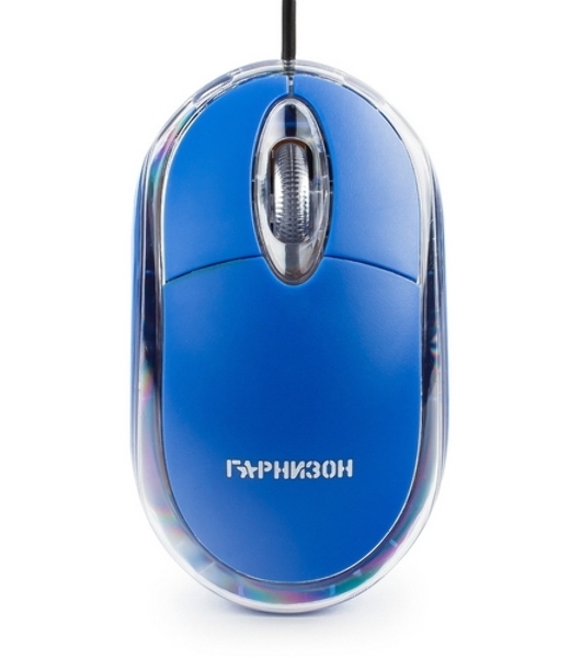 Мышь проводная Гарнизон GM-100B синий, 1000 dpi, USB, кнопки - 3