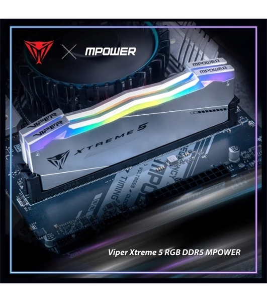Оперативная память Patriot Viper Xtreme 5, DDR5, 32Gb (2x16Gb), 6400MHz, CL32, DIMM, с радиаторами, RGb, серебристый