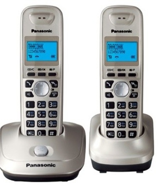 Телефон беспроводной (DECT) Panasonic KX-TG2512RUN (платиновый) Доп трубка в комплекте,АОН, Caller ID,спикерфон на трубке,полифония