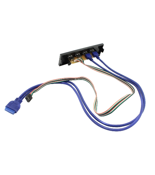 Планка USB на переднюю панель ExeGate U5H-614, 5.25', 2хUSB+2хUSB 3.0, черная, подсоед-е к мат.плате