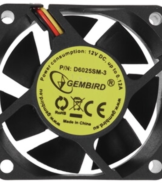 Вентилятор для корпуса Gembird черный, 60 мм, 4000 об/мин, 25 дБ, 3 pin