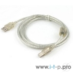 Кабель USB2.0 Pro Cablexpert CCF-USB2-AMBM-TR-10, AM/BM, 3м, экран, феррит.кольца, прозрачный, пакет, фото2