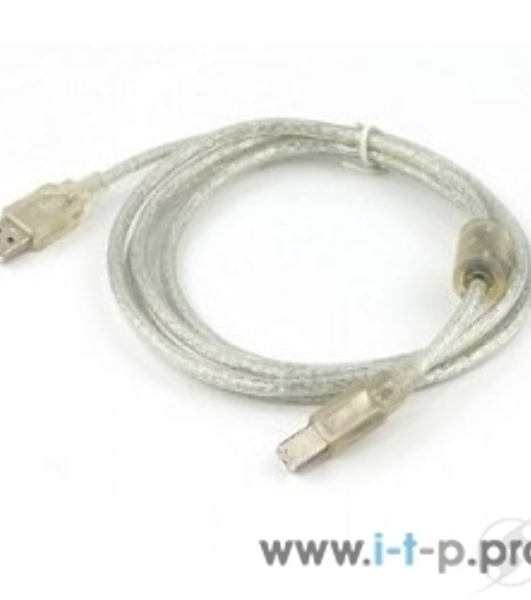 Кабель USB2.0 Pro Cablexpert CCF-USB2-AMBM-TR-10, AM/BM, 3м, экран, феррит.кольца, прозрачный, пакет