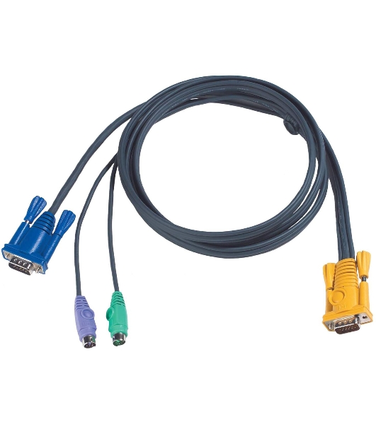 Кабель ATEN KVM Cable 2L-5206P -Кабель для KVM: 2xPS/2(m)+DB15(m) (PC) -на- SPHD15(m) (KVM), 6м