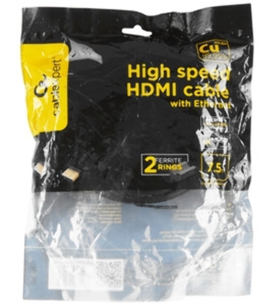 Кабель Cablexpert HDMI CC-HDMI4-7.5M, 19M/19M, v2.0, медь, позол.разъемы, экран, 7.5м, черный, пакет