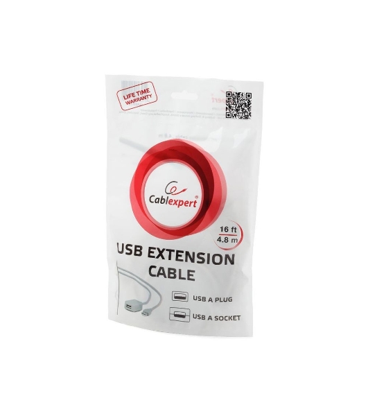 Кабель Gembird USB 2.0 удлинительный, активный 4.8м AM/AF, черный