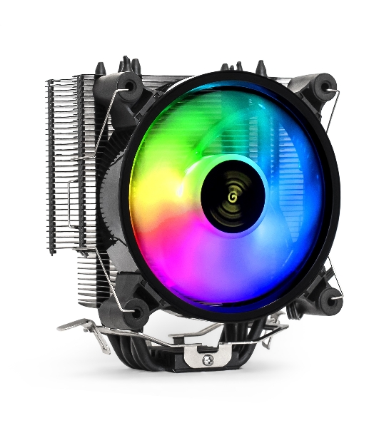 Кулер для процессора ExeGate Dark Magic EXX400V2-PWM.RGb серебристый, 120 мм, алюминий/медь, 2100 об/мин, 24 дБ, 4 pin, 140 Вт, 155 мм