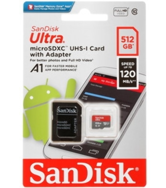 Флеш карта microSD 512Gb SanDisk microSDXC Class 10 Ultra UHS-I A1 140Mb/s