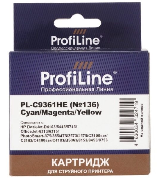 Картридж струйный ProfiLine PL-C9361HE №136 для принтеров HP DJ 5443/D4163/5743/6543/9803 Color водные