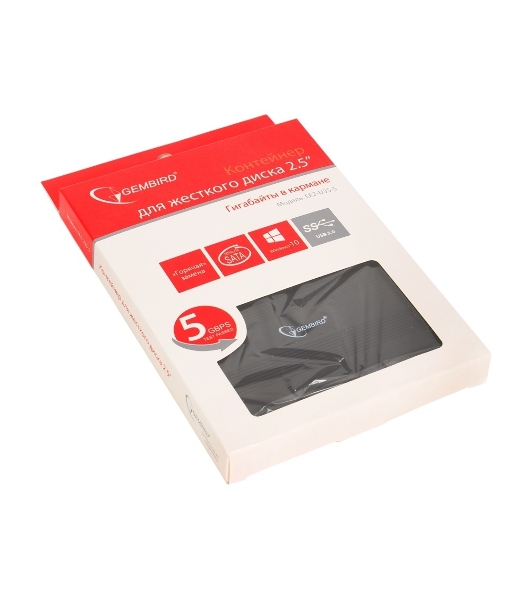 Внешний корпус 2.5' Gembird EE2-U3S-5, черный, USB 3.0, SATA, металл