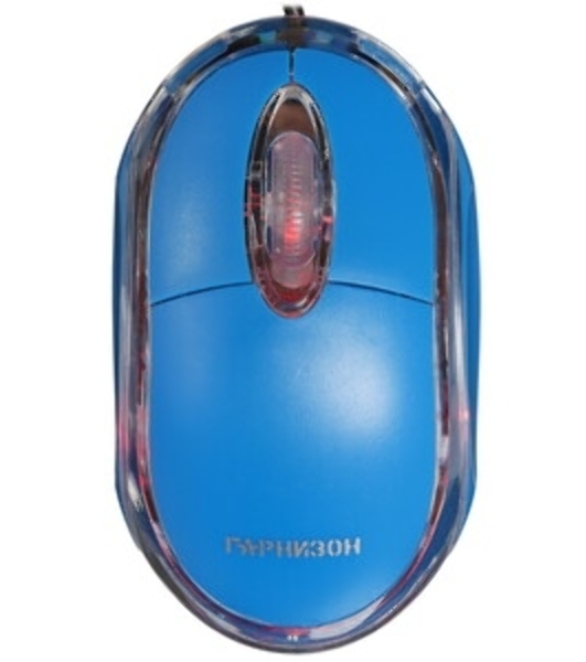 Мышь проводная Гарнизон GM-100B синий, 1000 dpi, USB, кнопки - 3