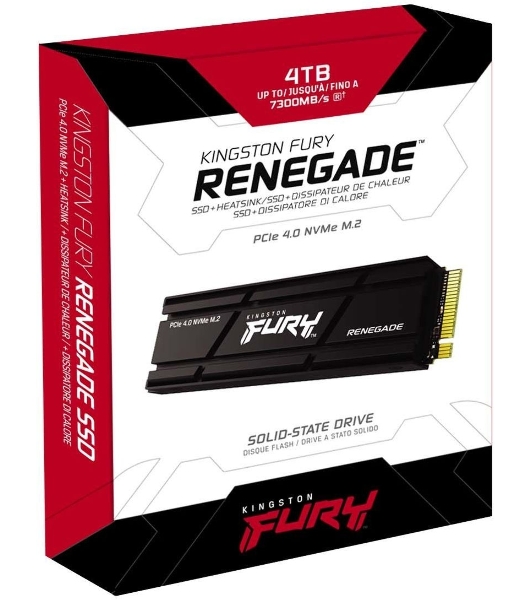 Накопитель SSD Kingston Fury Renegade, 4Tb, PCIe 4.0 x4, M.2 2280, NVMe, R/W 7300/7000, с радиатором