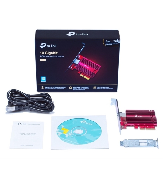 Сетевой адаптер 10 Gigabit PCI-E network adapter, 1 PCI Express 3.0 X4 interface, 1 100/1000/10000Mbps Ethernet port, come with Low-Profile and Full-Height Brackets