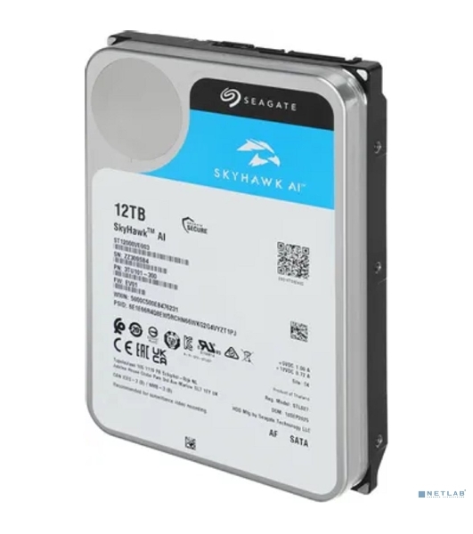 Жесткий диск Seagate SkyHawk AI ST12000VE003 12TB, 3.5', 7200RPM, SATA, 512MB
