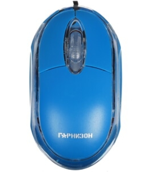 Мышь проводная Гарнизон GM-100B синий, 1000 dpi, USB, кнопки - 3