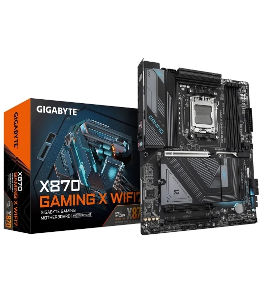 Материнская плата Gigabyte X870 GAMING X WIFI7, AM5, AMD X870, 4xDDR5, 4xSATA, 3xM.2, 1xPCI-E 5.0 x16, 2xPCI-E 3.0 x1, 1xHDMI, 1xUSB-C (DP), 1x 2.5Gb LAN, 4xUSB-A 2.0, 3xUSB-A 3.2 Gen 1, 1xUSB-A 3.2 Gen 2, 2xUSB-C 3.2 Gen 2 (USB4), 3x3.5 мм, 7.1, ATX