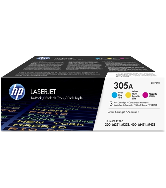Картридж лазерный набор HP CF370AM № 305A голубой/пурпурный/желтый CLJ M451 (CE411A+CE412A+CE413A)