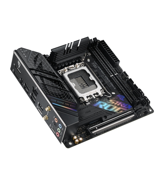 Материнская плата ASUS ROG STRIX B760-I GAMING WIFI, LGA 1700, Intel B760, 2xDDR5, 4xSATA, 2xM.2, 1xPCIe 5.0 x16, 1xHDMI, 1xDP, 1x 2.5Gb LAN, 3xUSB-A 2.0, 3xUSB-A 3.2 Gen 1, 1xUSB-C 3.2 Gen 1, 1xUSB-C 3.2 Gen 2x2, 5x3.5 мм, 7.1, Mini-ITX