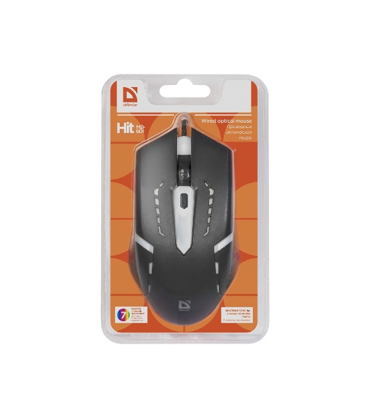 Мышь проводная Defender Hit MB-601 черный, 1200 dpi, USB, кнопки - 4