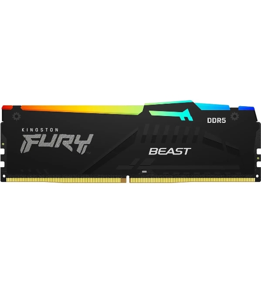 Оперативная память Kingston Fury Beast, DDR5, 16Gb (1x16Gb), 5600MHz, CL36, DIMM, с радиатором, RGB, черный