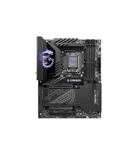 Материнская плата MSI MPG Z890 CARBON WIFI, LGA 1851, Intel Z890, 4xDDR5, 4xSATA, 5xM.2, 1xPCI-E 5.0 x16, 1xPCI-E 5.0 x8, 1xPCI-E 4.0 x4, 1xHDMI, 2xUSB-C Thunderbolt 4, 1xUSB-C 3.2 Gen 2, 10xUSB-A 3.2 Gen 2, 2x 5Gb LAN, 2x3.5 мм, 7.1, ATX