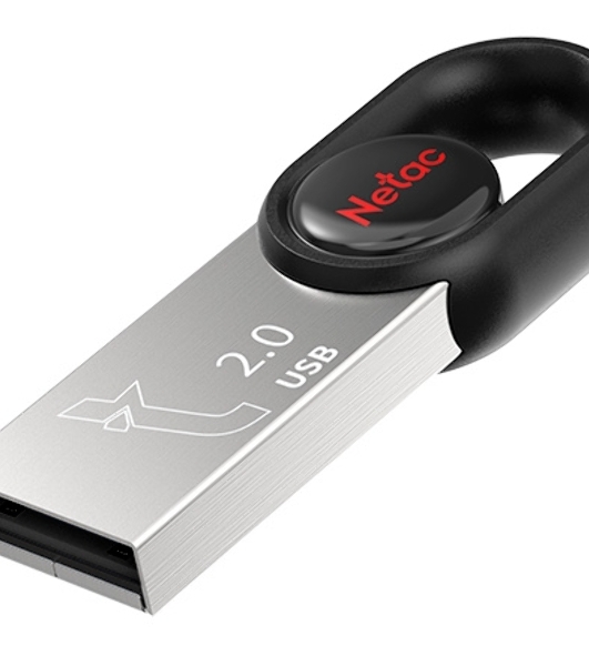 Флешка USB Netac UM2 (NT03UM2N-016G-20BK), 16Gb, USB 2.0, R/W 100/40, серебристый/черный