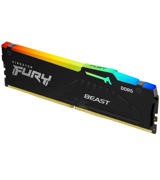 Оперативная память Kingston Fury Beast, DDR5, 16Gb (1x16Gb), 5600MHz, CL36, DIMM, с радиатором, RGB, черный