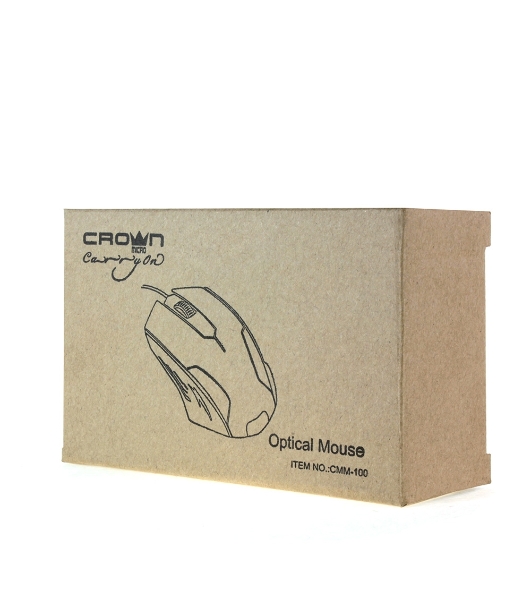 Мышь проводная Crown CMM-100 черный, 1000 dpi, USB, кнопки - 3