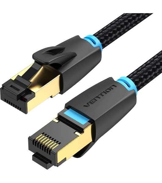 Патч-корд Vention прямой SFTP cat.8 RJ45 - 0,5м. черный Тканевая оплетка