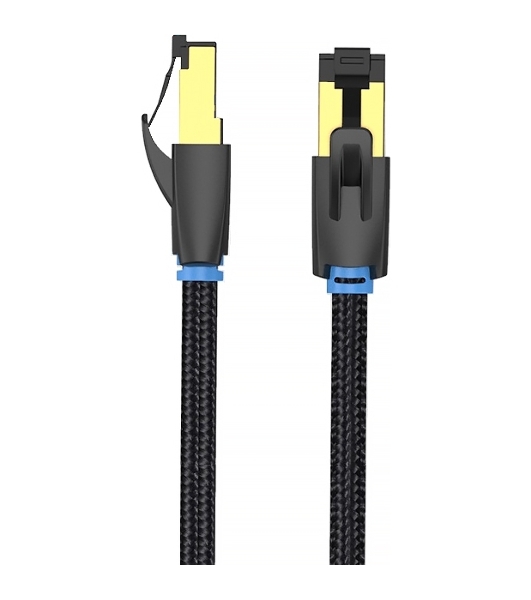 Патч-корд Vention прямой SFTP cat.8 RJ45 - 0,5м. черный Тканевая оплетка